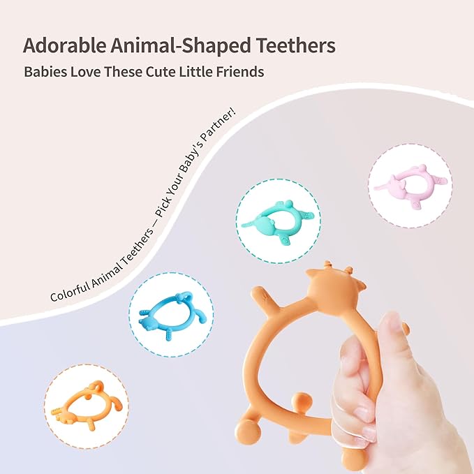 Pigeon Silicone Animal-Shaped Baby Teether, Green Bear, 3M+, 1 Count – Multi-Textured Teething Relief Toys, Lightweight & Easy to Grasp