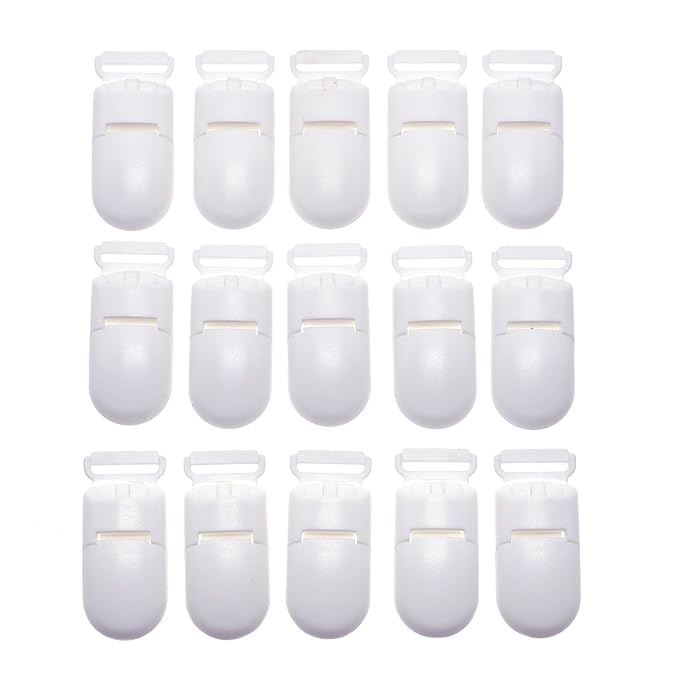 60Pcs/Pack Pacifier Clip Holder Plastic Mitten Binky Clip for DIY Personalized Dummy Clips Baby Blankets Bib Chain Holder White Color 15mm