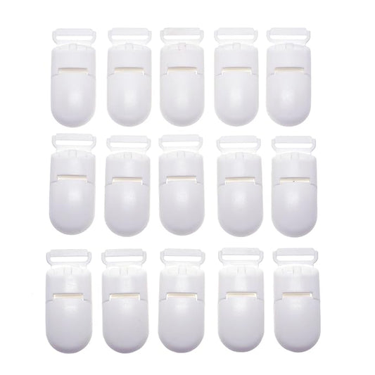 60Pcs/Pack Pacifier Clip Holder Plastic Mitten Binky Clip for DIY Personalized Dummy Clips Baby Blankets Bib Chain Holder White Color 15mm