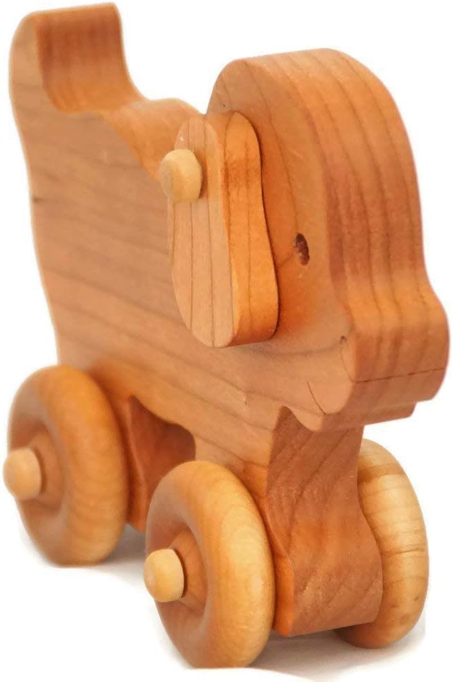 Wooden Puppy Toy Car – Easter Basket Gift for Toddlers & Kids, Handmade Wooden Puppy Push Toy, Natural Wood Animal Toy