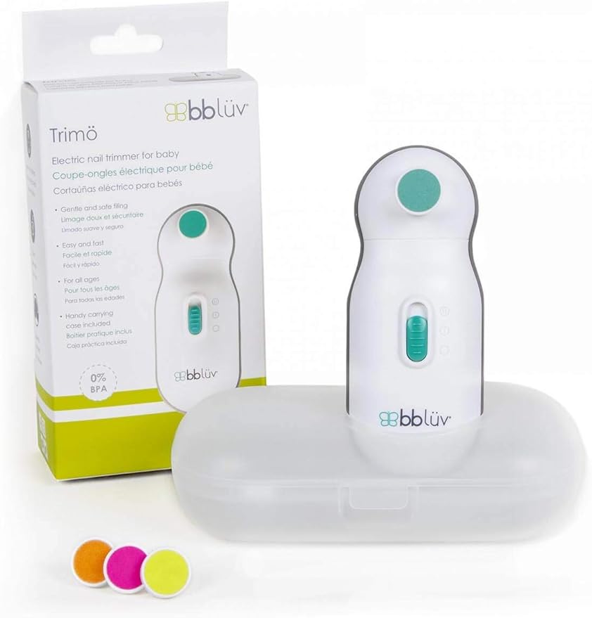 bblüv - Trimö - Baby Nail Trimmer Electric - Baby Nail File for Newborn and Toddler (0 to 12 Months+), Gentle and Quiet Fingernail and Toenail Clippers, Original Trimo Kit (Pack of 1)