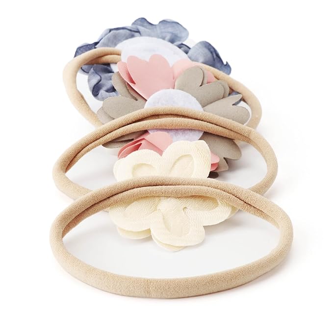 DRESHOW BQUBO Baby Girl Headbands with Flower Nylon Hairbands Handmade Hair Accessories for Newborn Infant Toddlers 10 Pack