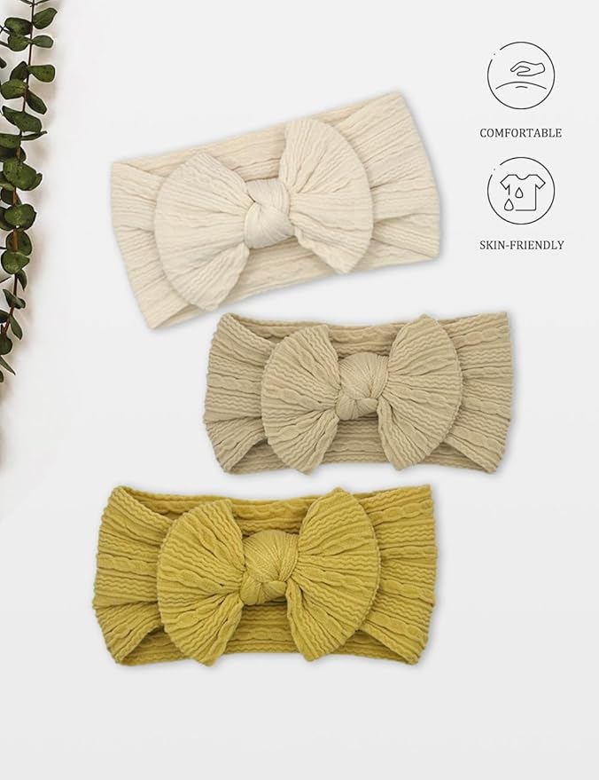 Rust Baby Headbands Bows, Brown Nylon Headband Bow for Baby Girls Infant Head Wraps Newborn Toddler Unisex Gifts(03H-05)