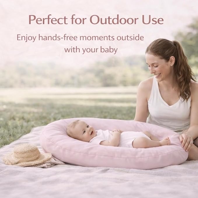 Aila + Aiden Baby Lounger | Organic Cotton Infant Lounger | Adjustable & Portable Floor Lounger | Supervised Use | Soft, Breathable, Washable Cover - Snuggle Collection - (Pink)