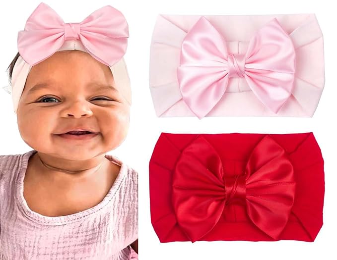 Red Flower Headband for Baby Girls Valentines Hair Band Hair Accessories for Toddler Christmas Headbands TSFD23 (Red Pink, One Size)
