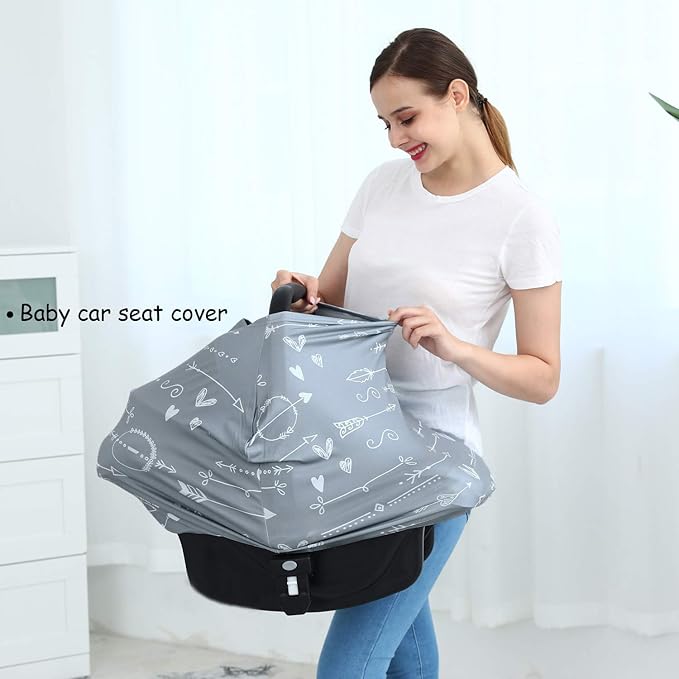 Baby Car Seat Covers – Carseat Canopy Cover, Multipurpose Breastfeeding Cover, Breathable Stroller Covers (Arrows)