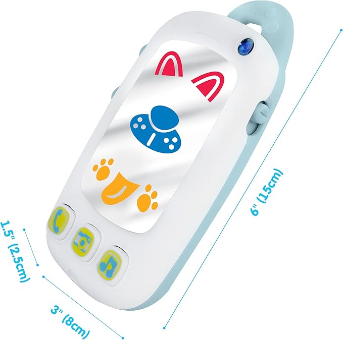 Baby Selfie Toy Phone with Easy-Press Buttons & Light-up Mirror - Baby Phone for 9+ Month Old - Play Phone Musical Toys to Encourage Tummy Time, for Babies