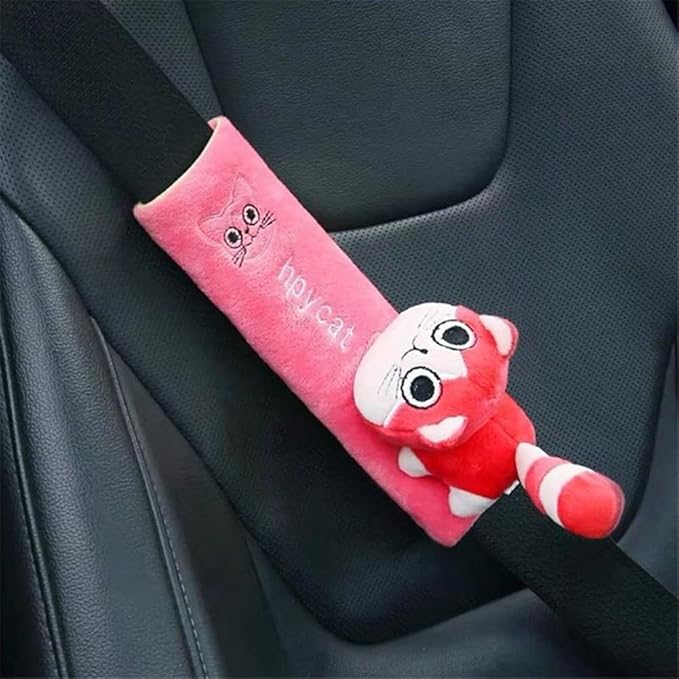 Cute Car Seat Belt Cover Dog Cat Child Car Stuffed Plush Animal Travel Pillow Kawaii Seat Belt Pillow for Kids Adults