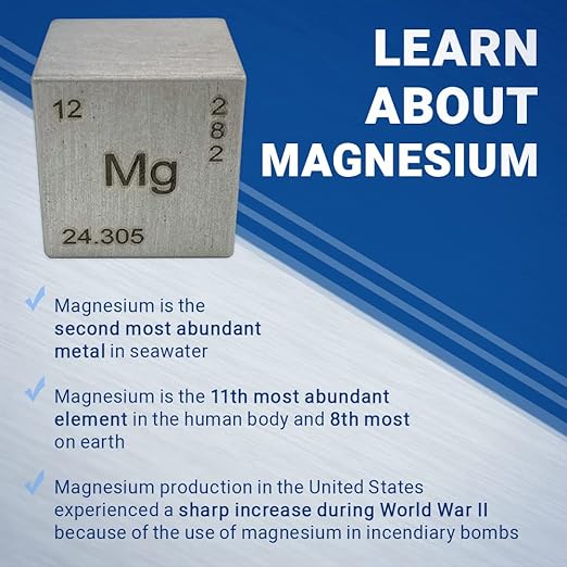 Magnesium Element Cube- Engraved - 1"
