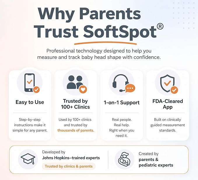 SoftSpot Baby Head Shape Measurement Kit – Measure & Track Baby Head Shape at Home with SoftSpot App (iOS & Android) – Includes Cap & Unlimited App Measurements