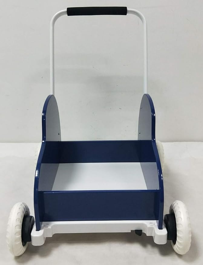 Englacha car Musical Toddler Walker, Baby Push Car with Built-in Musical Function and Speed Reduction Wheels, Blue/White