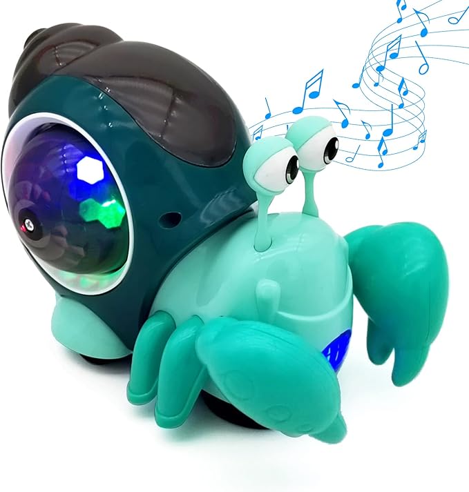 Tipmant Baby Toddler Electric Crab Cute Electronic Animal Vehicle Car Toy Crawl, Play Music, Luminous Light Kids Birthday (Green)