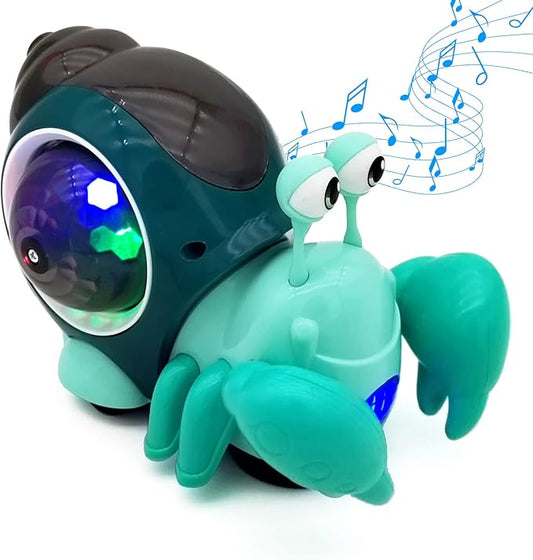 Tipmant Baby Toddler Electric Crab Cute Electronic Animal Vehicle Car Toy Crawl, Play Music, Luminous Light Kids Birthday (Green)