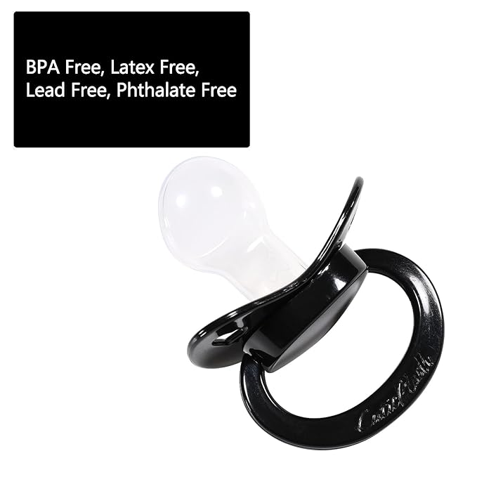 CutiePlusU Adult Sized Pacifier Dummy for Adult Babies-Big Shield 3 Pack-Black