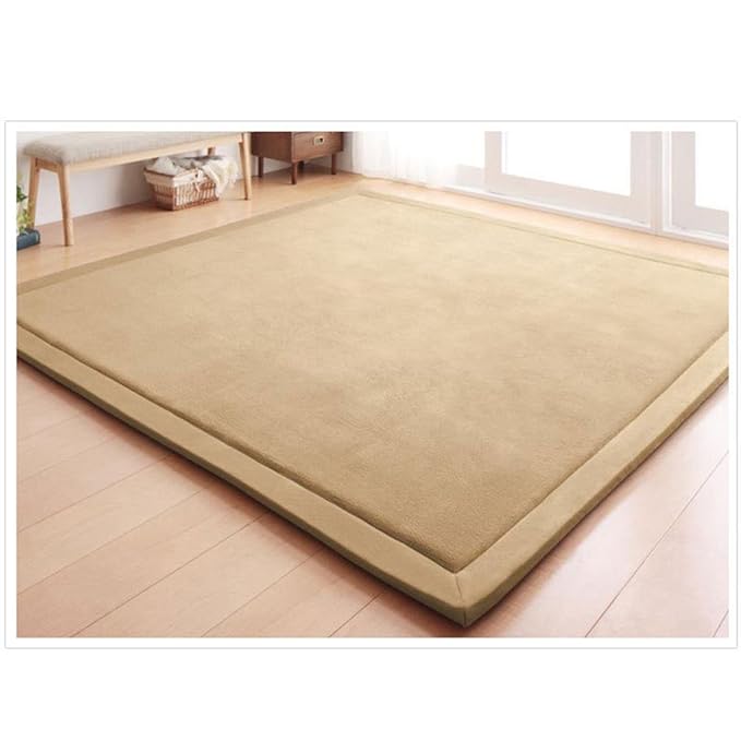 Loartee Nursery Rug Coral Velvet Crawling Rugs Mat Area Rugs Play Crawling Mat(4'11"x4'11", Brown) for Toddler Children Play Mat Yoga Mat Exercise Pads Carpet