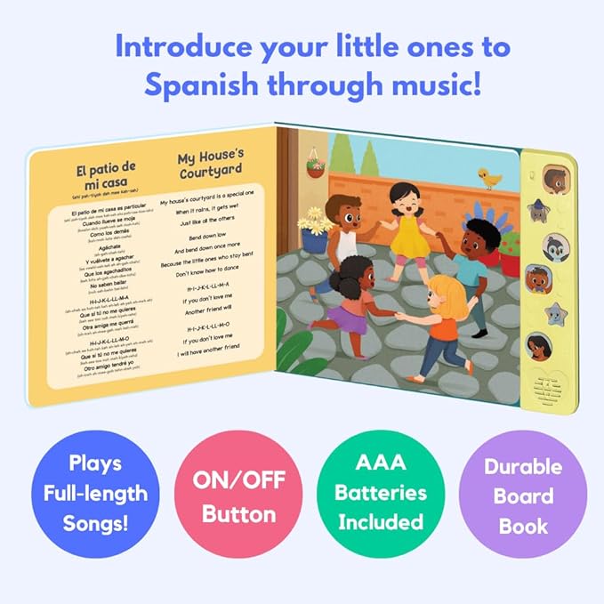 I Love to Sing in Spanish: Nursery Rhymes, Press and Play Interactive Song Book, Spanish for Toddlers, Baby Books for Children and Kid Books