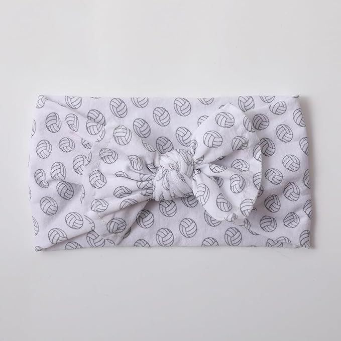 BBTDIN Baby Girls Volleyball Headband Turban Baby Volleyball Hair Band Bowknot Baby Volleyball Hair Bow BTB11 (A-White, Free Size)