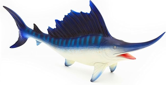 Gemini&Genius Sea Animal Sailfish Action Figure Soft Rubber 17” Swimming Pool Bathtub Toys, Realistic Ocean Animals Swordfish Educational and Role Play Toys for Kids and Collectors (Blue Sailfish)