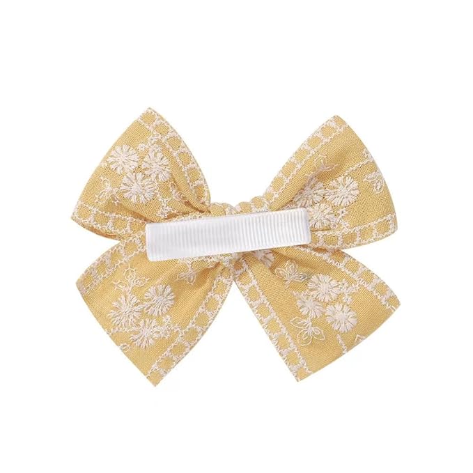 Fairy Hairpins Bows Hair Baby Girl Hair Clips Lace Embroidery Solid Color Fully Lined Hair Accessories Bows for Girls Baby Infant Toddlers in Pairs (A1)