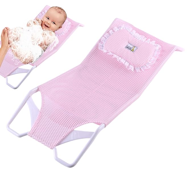 Bathroom Shower Support Seat Pad 58x28x4.2 Cm Baby Bath Support Net PP and Mesh Adjustable Antiskid Bathing Net Cushion Comfortable Soft Cushion for 0-6 Months Old Toddler Girls