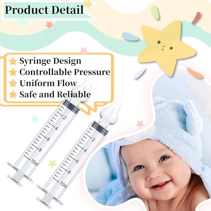 Nasal Irrigator for Baby,Syringe Nasal Irrigator,10ml Nasal Irrigator Portable Infant Nose Cleaner Nose Aspirator for Baby Fast All Natural Relief-Nasal Irrigation/Nasal Spray/Nasal Hygiene (2 PCS)