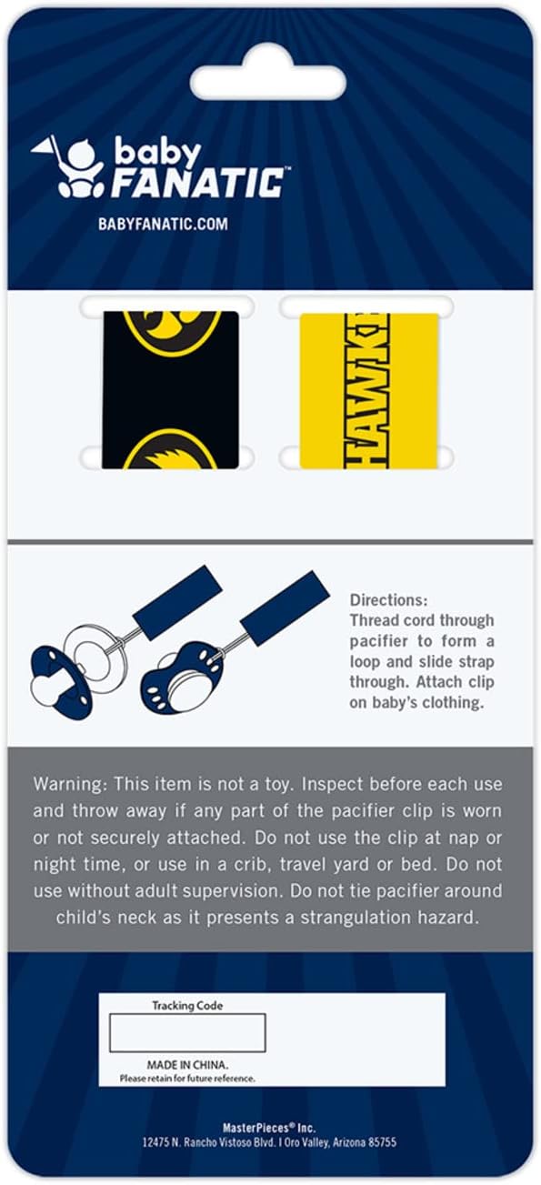 Baby Fanatic Officially Licensed Unisex Pacifier Clip 2-Pack - NCAA Iowa Hawkeyes - Officially Licensed Baby Apparel