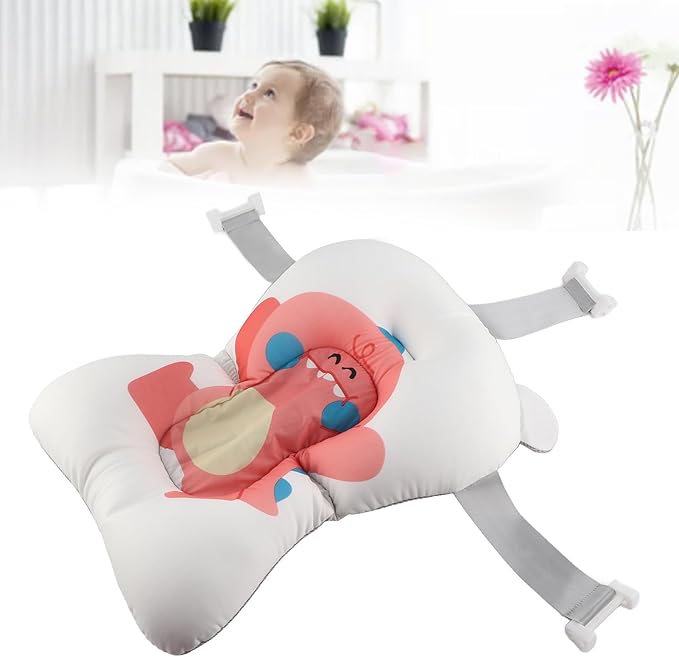 Soft Bath Mat & Tub Cushion for Infants - Baby Bathtub Pad with Anti-Slip Support (Pink)
