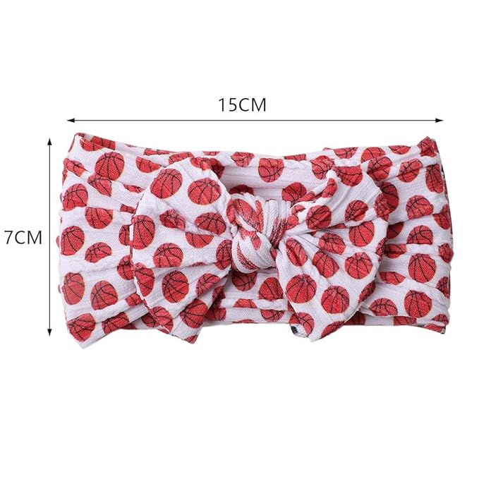 Baby Baseball Headband with Bow Headwear Sport Soccer Headband Bowknot Wide Hair Band Football Hair Bow for Toddler Infant TSFD55 (Basketball Pattern)