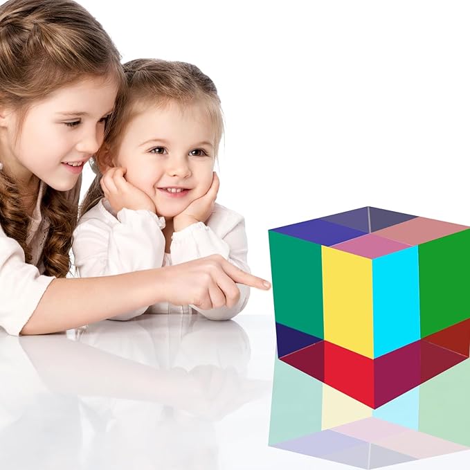 Original Optical Color Cube (40mm) - Cyan, Magenta & Yellow Subtractive Color Mixing- The Mesmerizing Sensory Object for Kid Elderly Teens and Adult