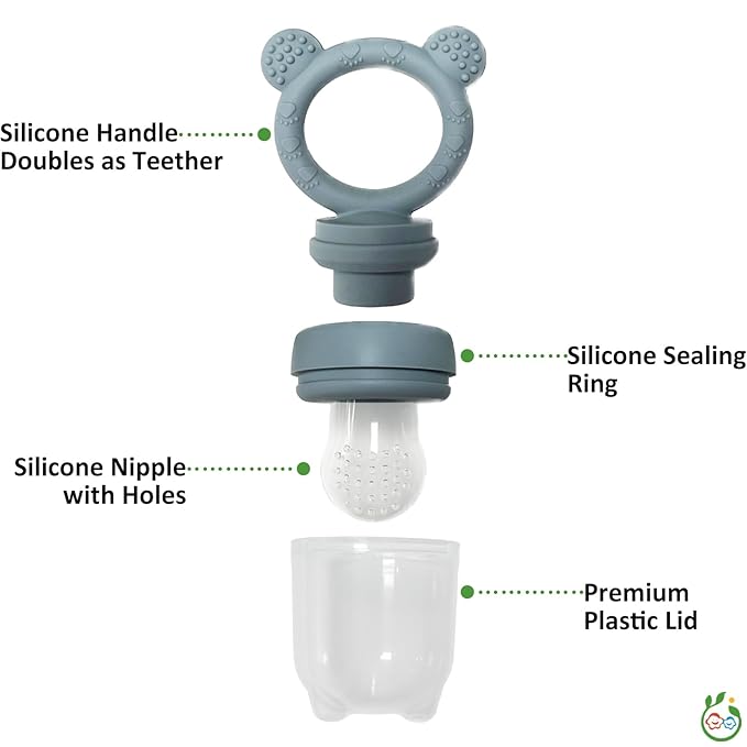 Baby Breastmilk Popsicle Freezer Molds & Baby Fruit Food Feeder Pacifier Set, JEXFUN Baby Silicone Nibble Freezer Tray Food Storage Containers, Breast Milk Ice Cubes for Teething & Self Feeding