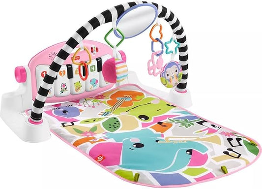 Fisher-Price Glow & Grow Kick and Play Gym - Pink Baby Playmat with 4 Ways to Play, Smart Stages Learning, 10 Linkable Toys, and Removable Piano for Newborn and Up