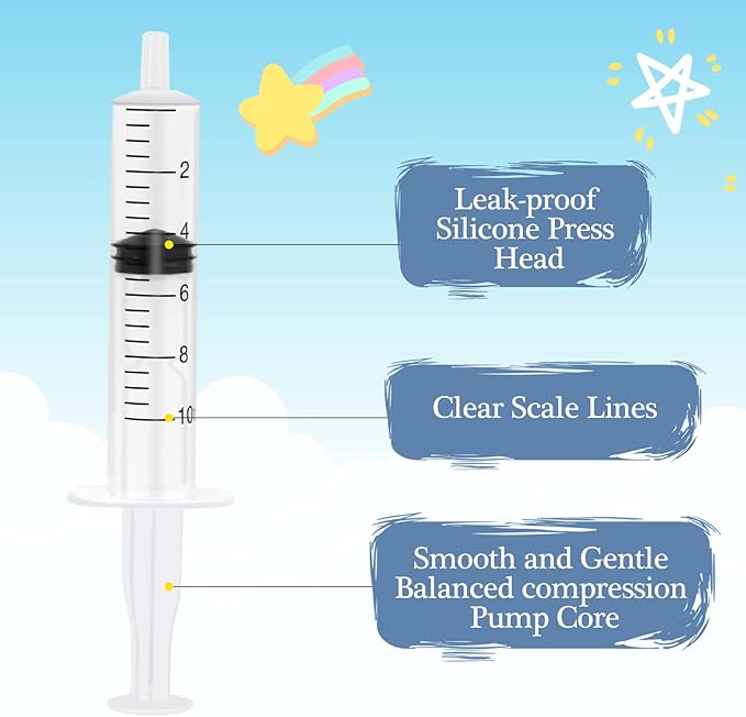 Syringe Nasal Irrigator, Portable Nasal Irrigation for Baby, 10 ml Infant Nasal Irrigation with Food Grade Silicone Nasal Suction Tips, Nasal Syringe 4 PCS