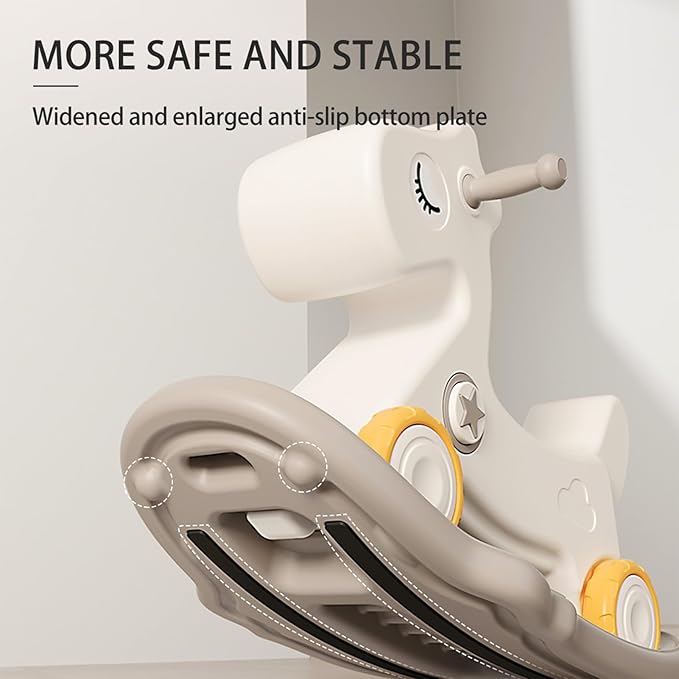 4 in 1 Rocking Horse for Toddlers 1-3 Years | Convertible Baby Push Walker, Balance Board & Ride-On Toy | Durable Plastic Indoor/Outdoor Gift for 1 Year Old Boy Girl(Grey)