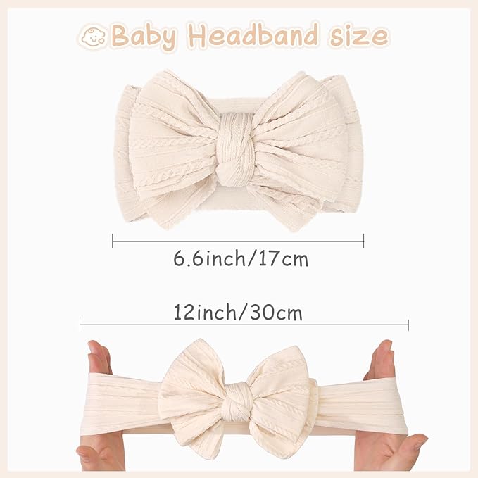 Yxiang 6 Colors Nylon Headbands with Bows, Handmade Hair Accessories for Newborn, Infant, Toddler, and Kids Girls
