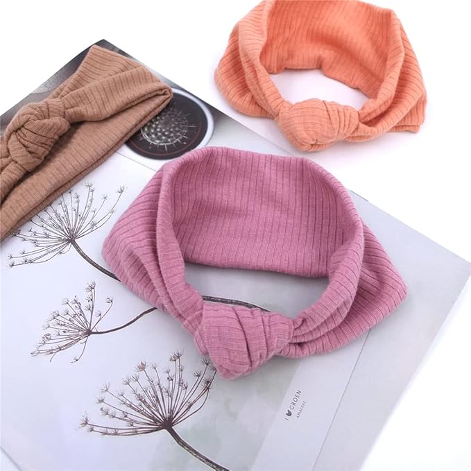 Sugarmelon Baby Headbands Stretchy Hairbands Hair Bow Elastics for Baby Girls Newborn Toddlers Infant Kids (Knot Headband Mauve)