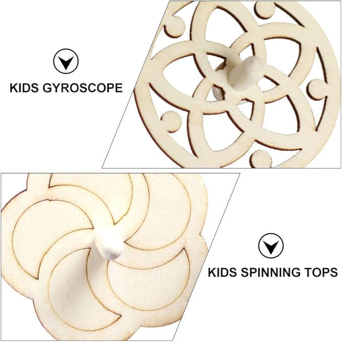 balacoo 20Pcs Wooden Spinning Tops for Kids DIY Gyroscope Toy Set with Paintable Unfinished Tops 2.75 Inch Creative Craft for Hand-Eye Coordination and Motor Skill Development