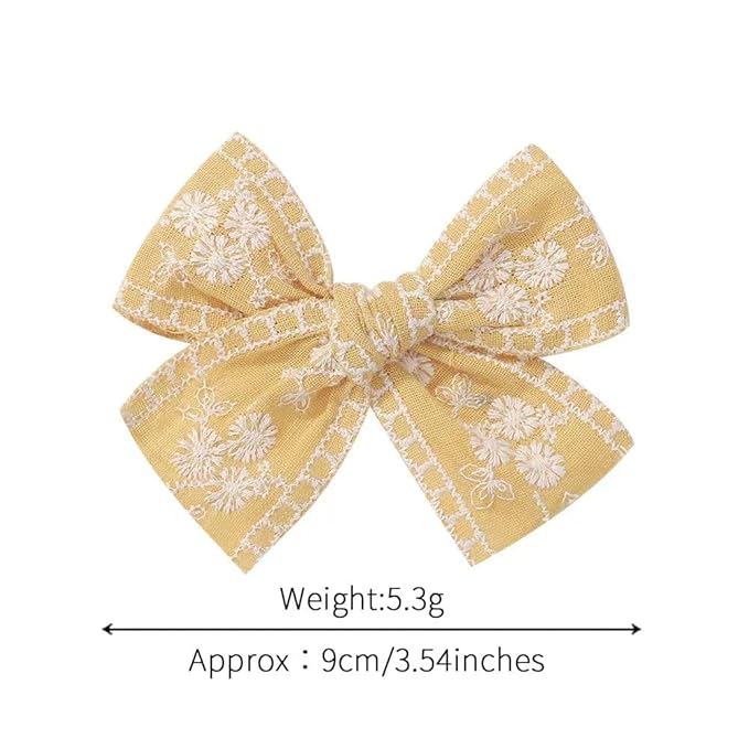 Fairy Hairpins Bows Hair Baby Girl Hair Clips Lace Embroidery Solid Color Fully Lined Hair Accessories Bows for Girls Baby Infant Toddlers in Pairs (A1)