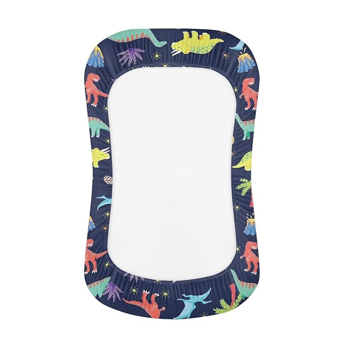 Cartoon Dinosaur Baby Lounger Cover for Boys Newborn Lounger Pillow Covers Soft Breathable Infant Nest Slipcover 31.5'' x 21.3'' Fits Most Standard Baby Loungers