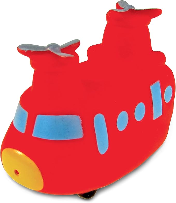 DolliBu Sea Knight Helicopter Bath Buddy Squirter - Floating Red Chopper Rubber Bath Toy, Water Squirting Bathtime Play for Toddlers, Cute Aircraft Toy for The Bathtub, Beach, & Pool for Girls & Boys