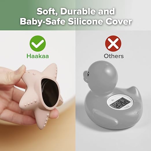 Haakaa Silicone Baby Bath Thermometer – Water Temperature Thermometer for Baby Safety, Floating Infant Bath tub Temp Thermometer for Newborns & Toddlers - Starfish
