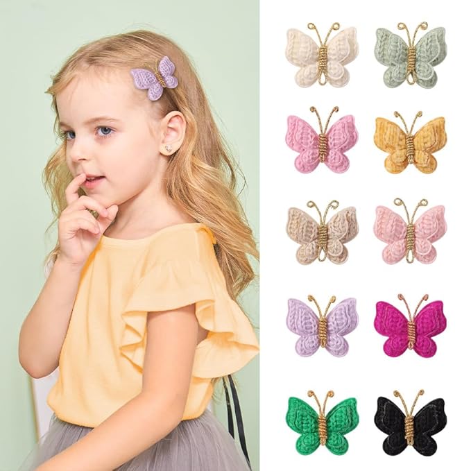Pack of 2 hair bows girls. Kids’Fashionable Artificial Butterfly Hair Clips (Golden)