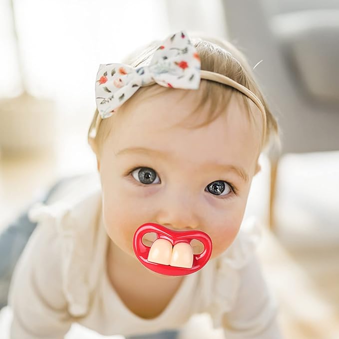 6PCs Funny Pacifier Infant Cute Kissable Lips and Gentleman Mustache Soft Silicone Design for Babies and Toddlers Shower Gift Unisex-BPA Free