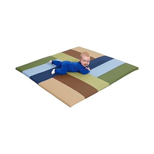 ECR4Kids SoftZone Turning Tiles Activity Mat, Folding Playmat, Earthtone