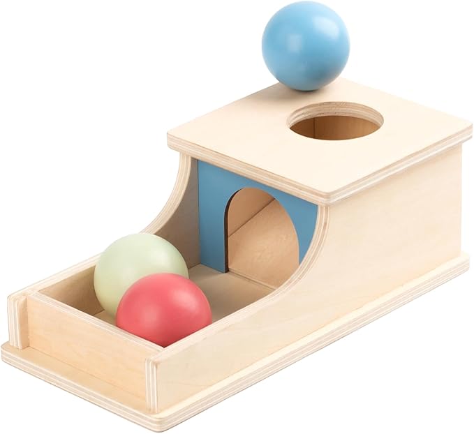 Busy edition Montessori Toys for Babies 6-12 Months, Wooden Object Permanence Box, 9 Month Old Baby Toys, Preschool Developmental Toy for Infant, Toddler Ball Drop Toy Girl Boy Gift