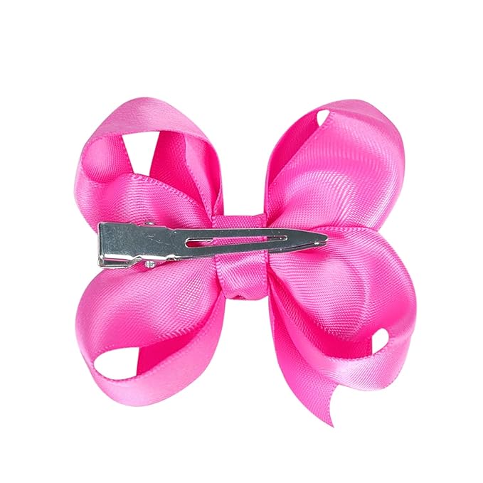 3 Inch Satin Bow for Little Girls - 2 Pcs (Hot Pink)