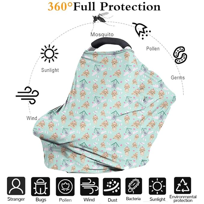 Biyejit Cow Print Infant Carseat Canopy Baby Car Seat Covers Nursing Cover Breastfeeding Scarf Shawl for Stroller High Chair Shopping