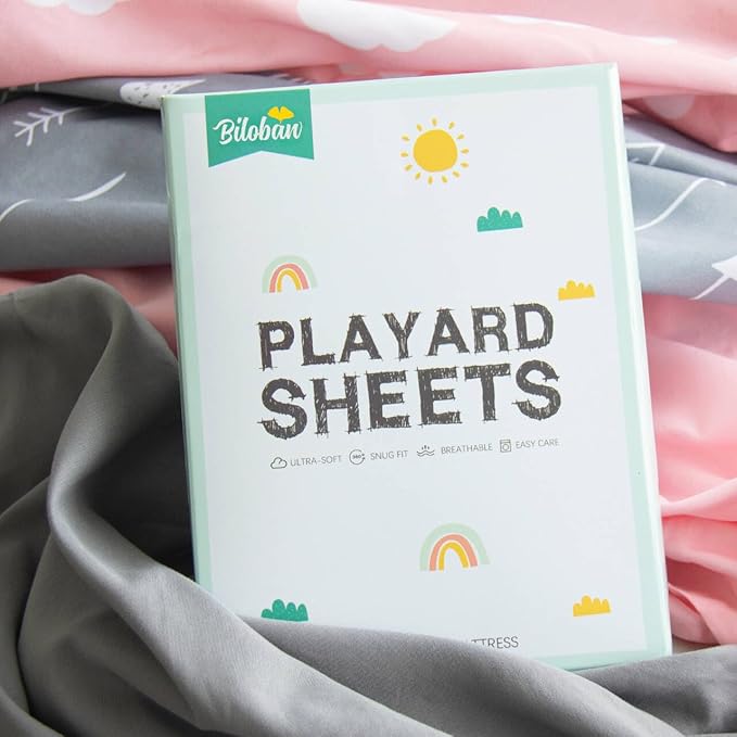 4 Pack Pack and Play Fitted Sheets Compatible with Graco Pack n Play Playard, UPPAbaby Remi and Other 27x39 Playpen Mattress, Ultra Soft and Skin-Friendly, Pink Cloud
