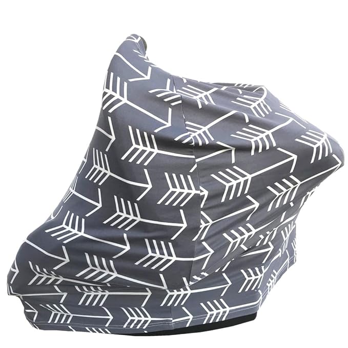 2 Pack Nursing Cover for Babies Versatile Baby Car Seat Cover for Newborn Grey Arrow Blue