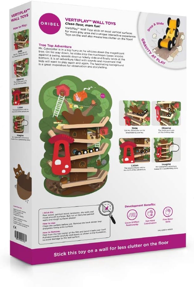 ORIBEL VertiPlay (Wall Toy) Tree Top Adventure, Wooden Toy and Nursery Room Decor | Easy to Install, Just Stick & Play (Tree Top)
