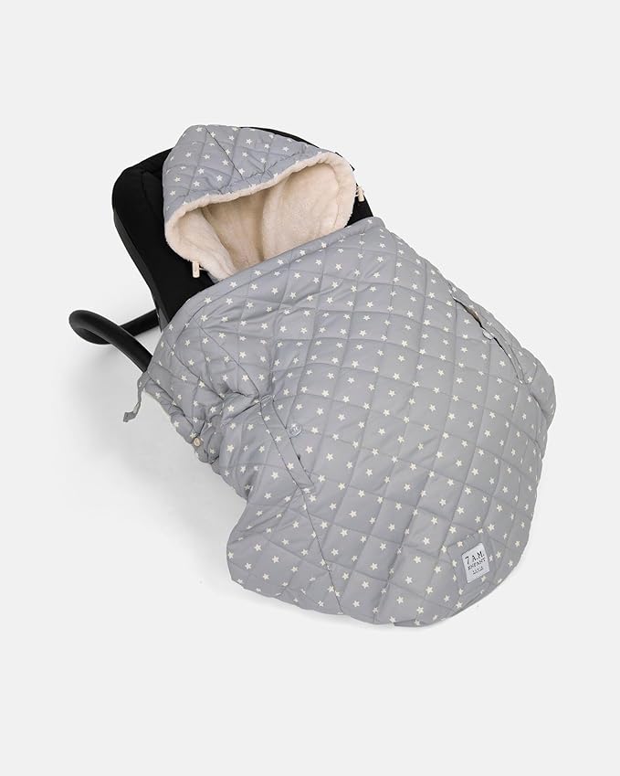 7AM Enfant Baby Carrier Cover - K-Poncho Universal Fit Winter Ultra Soft Plush Lining, Water Repellent Bunting Bag with Adjustable Hood, Multifunctional Stroller & Car Seat Blanket Cover | (0-3T)